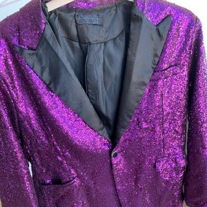 Purple sequined blazer with black details sized M